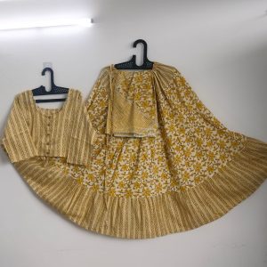 Mustard Floral Traditional Braj Wear Set