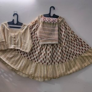 Cream Brown Traditional Braj Wear Set