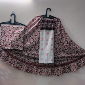 Maroon Micro-Floral Traditional Braj Wear Set