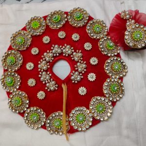 Red Floral Stone Work Gopi Dress