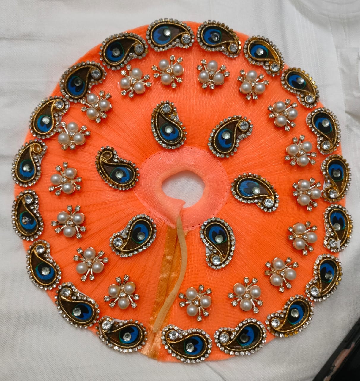Orange Peacock Designer Gopi Dress / Poshak